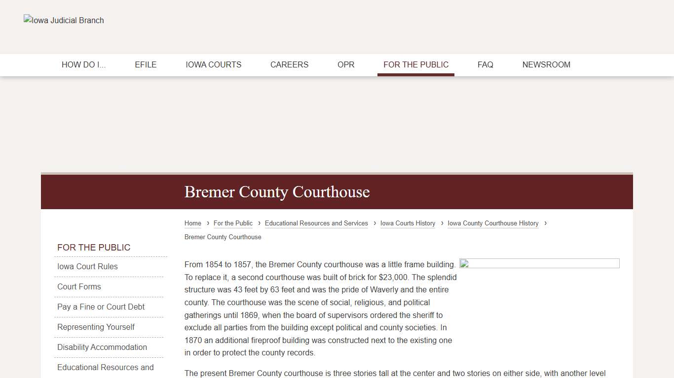 Bremer County Courthouse Iowa Judicial Branch