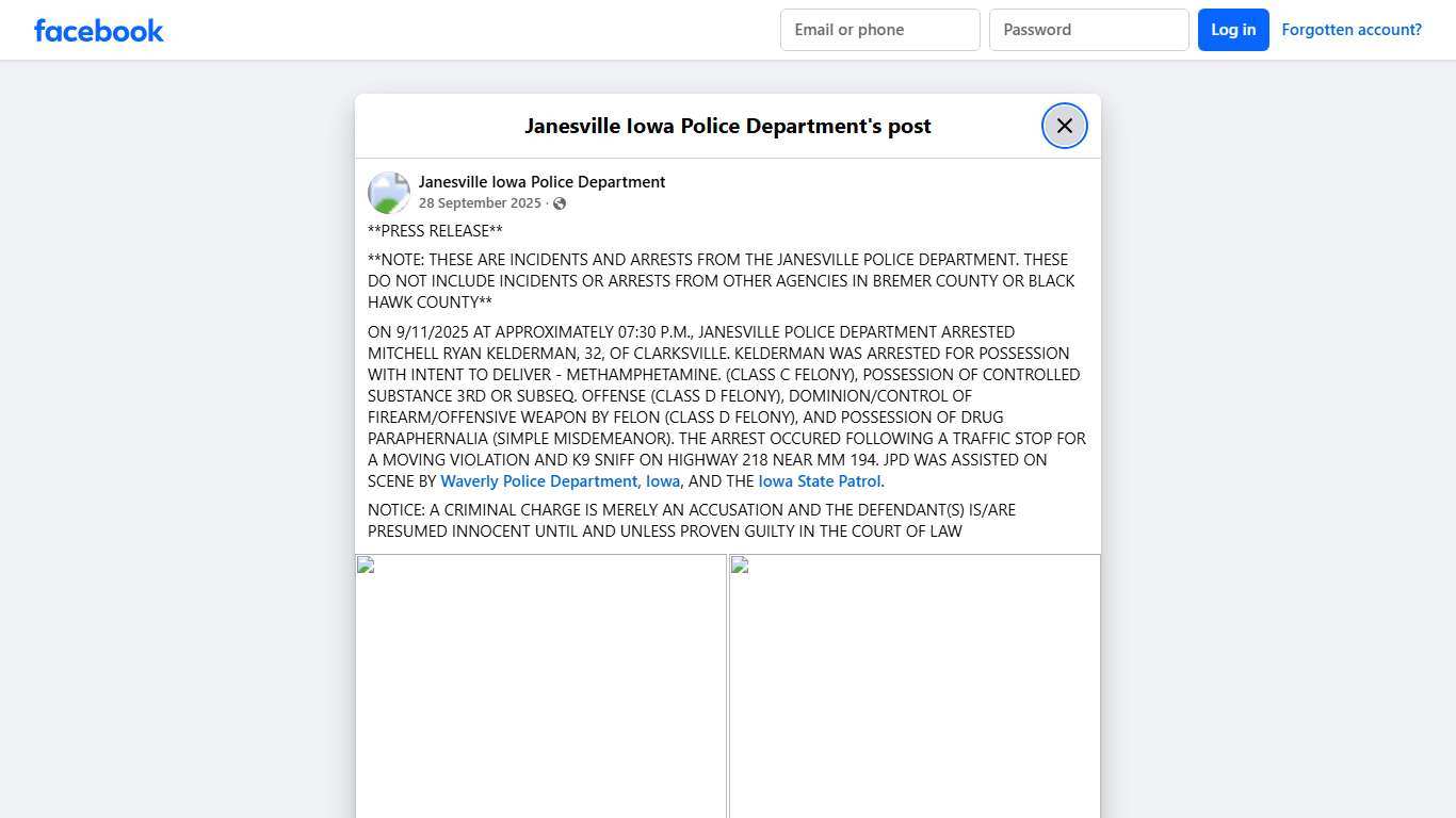 **PRESS RELEASE**... - Janesville Iowa Police Department Facebook